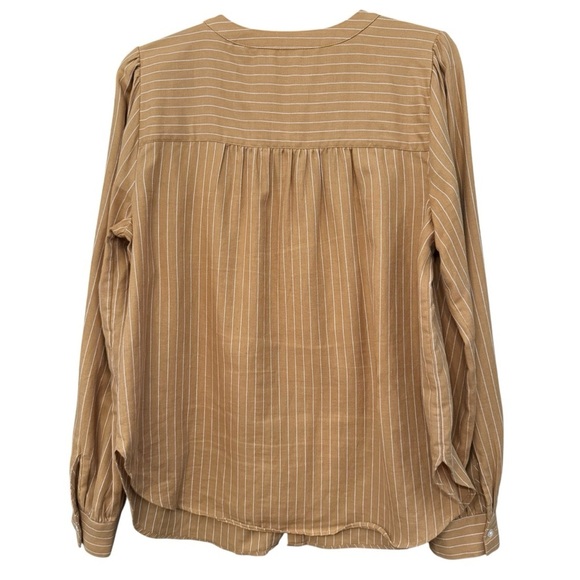 LOFT Mustard Stripe Cotton Blouse | Size M - Picture 2 of 5